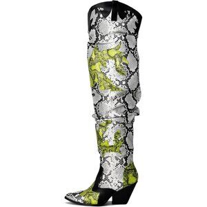 Cape Robbin Women's Black Polyurethane Thigh High Block Heel Cowboy Western Boot
